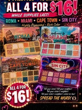 Essence 'Welcome' Eyeshadow Palettes Set — Pink, Gold, Teal, Purple